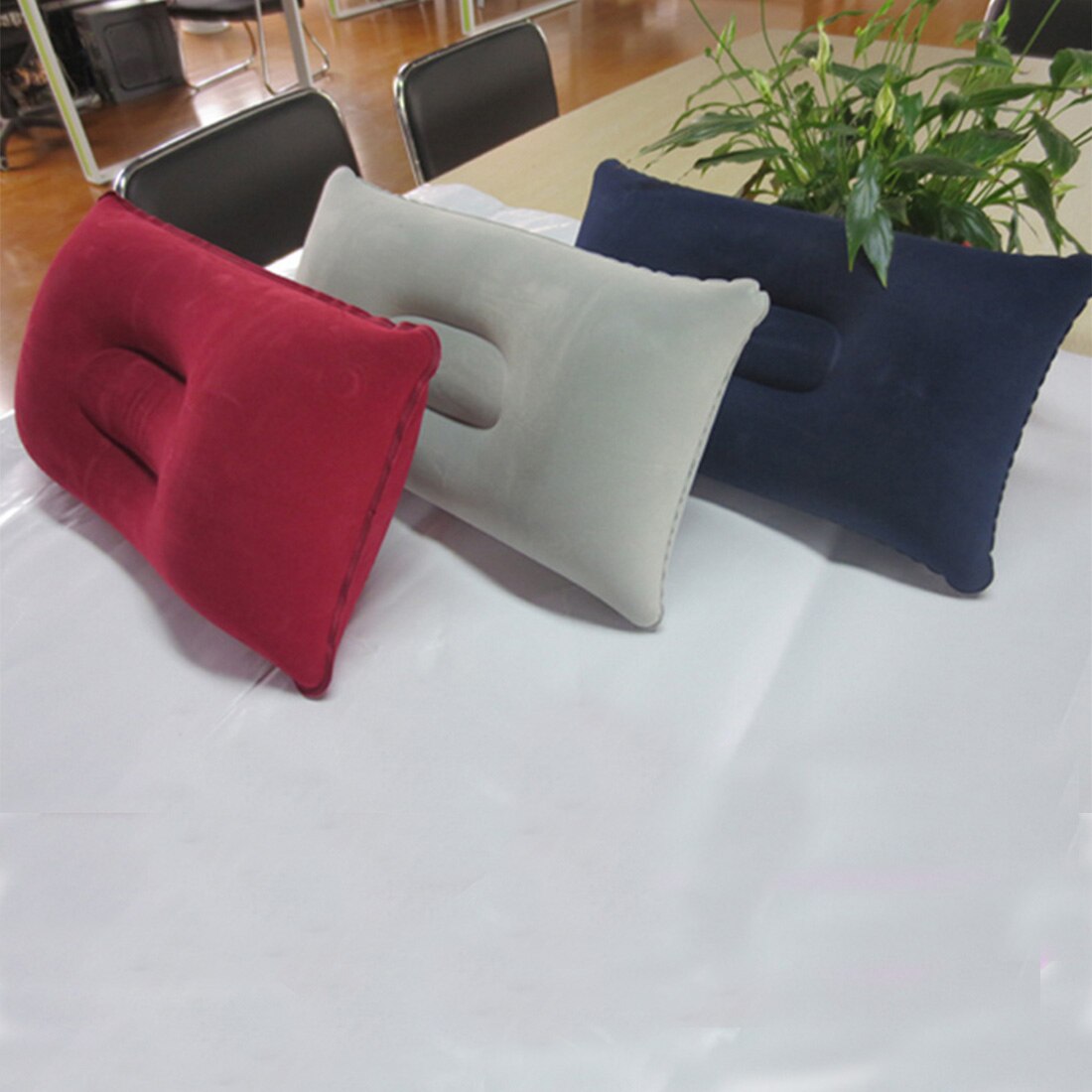 Almohada hinchable para viaje al aire libre portátil Mini almohada hinchable para la playa cojín inflable para la cabeza del coche senderismo almohada inflable