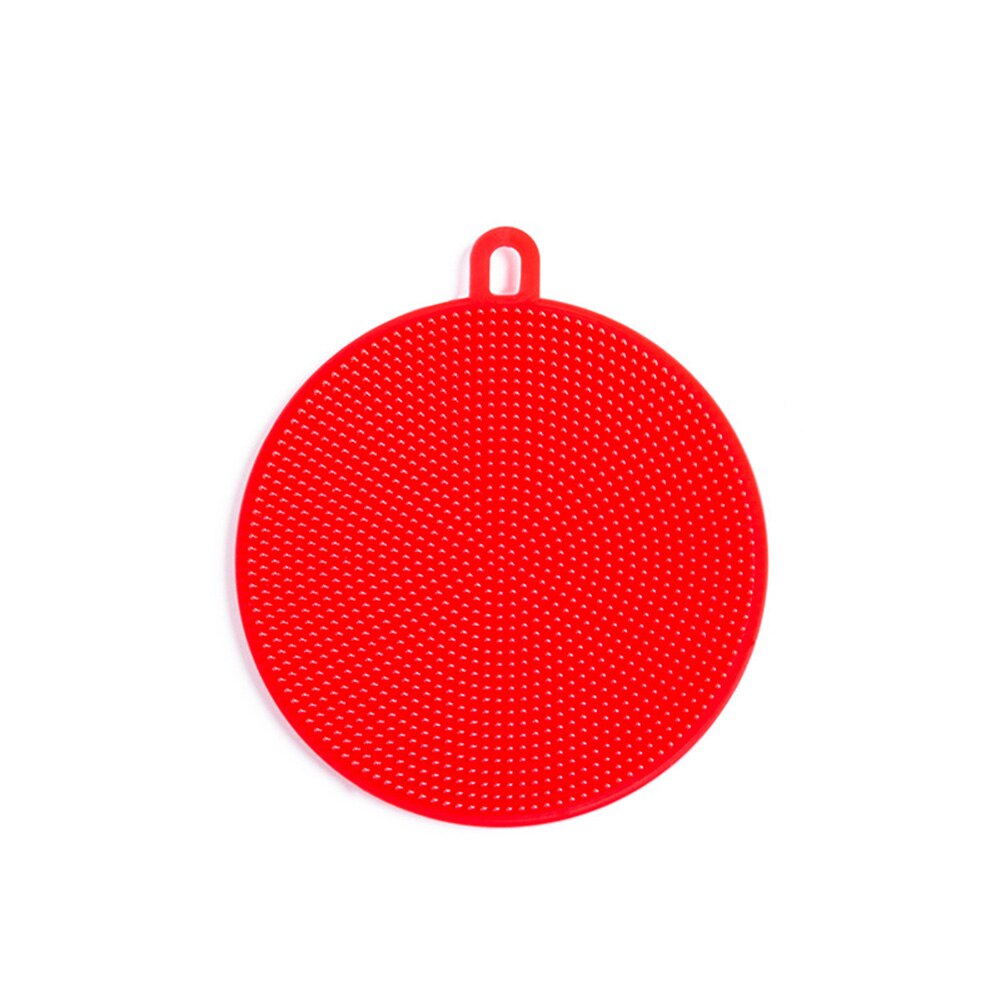 Silicone Dish Washing Brush Scrubber Multifunction Scouring Pad Clean Antibacterial Brushes Kitchen Cleaning Antibacterial Tool: Red