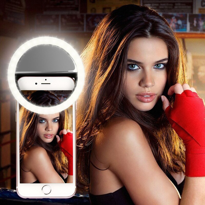 2022 selfie ring mobiltelefon clip linse lys lampe led pærer nød tør batteri til foto kamera godt smartphone skønhed