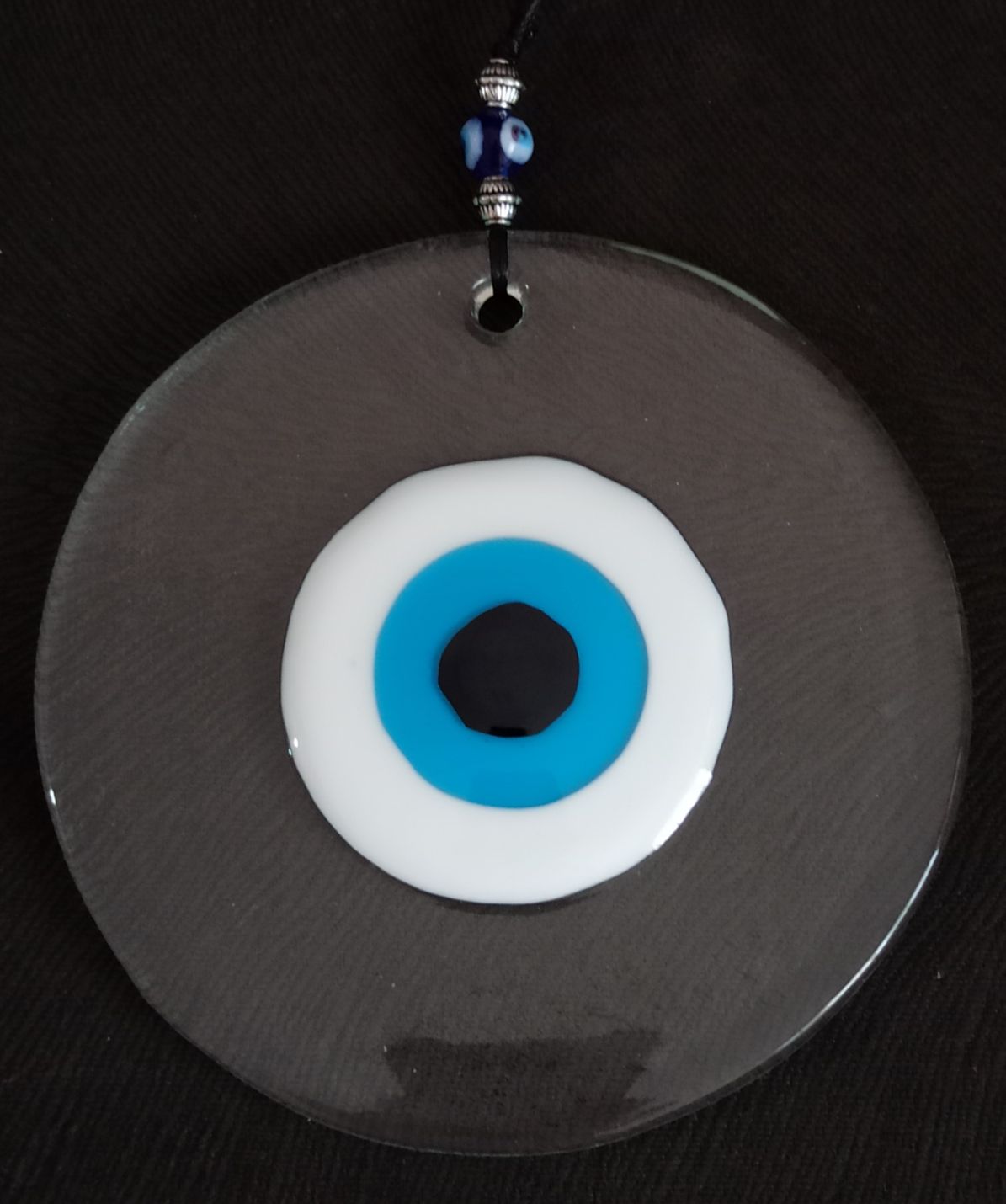 Handgemaakte Transparante Muur Ornament Met Blauw Glas Boze Oog Kralen