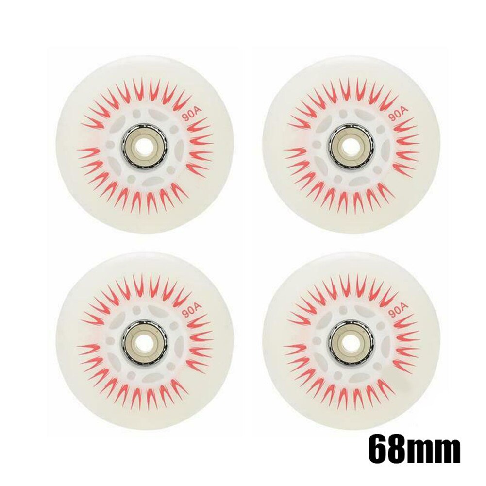Roues de patins à roulettes coulissantes 90A, éclairage LED, accessoires colorés, 68/72/76/80MM, 4 pièces,rollers patins 4 roues: Red  68mm