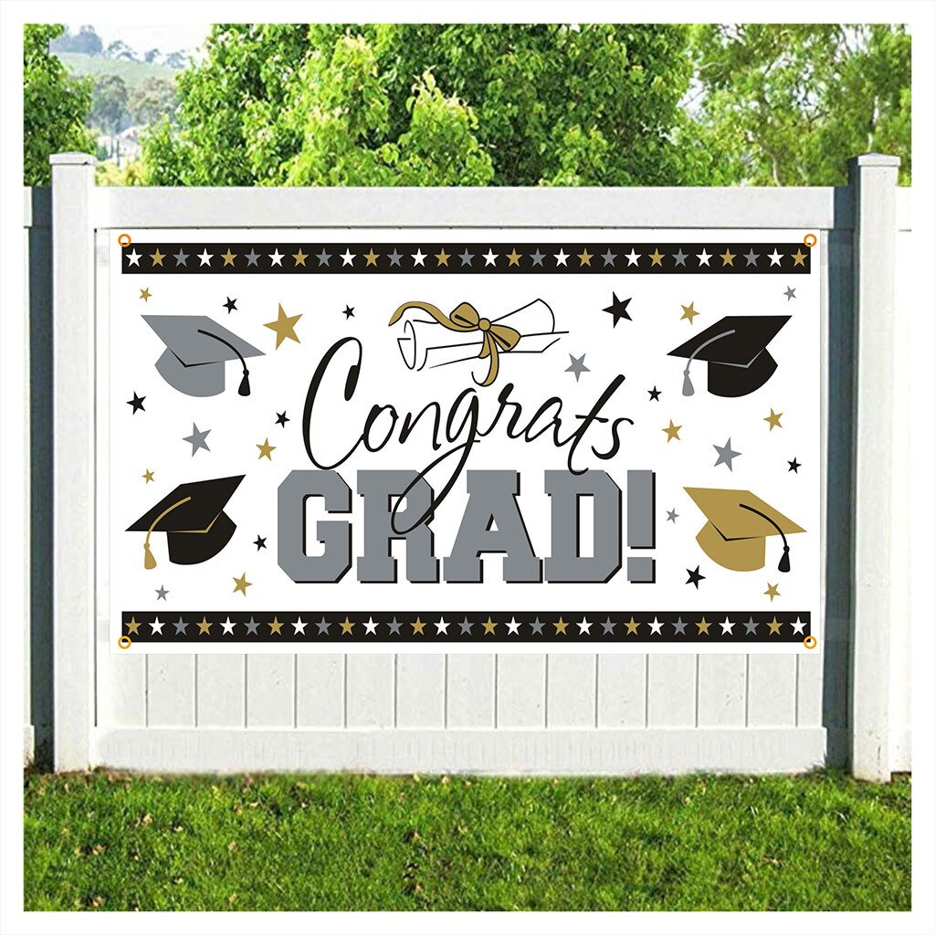 Diy Geadution Wall Banner Handmade Graduation Congrats Letters Pattern Background CLASS Party School Decoration Accessory