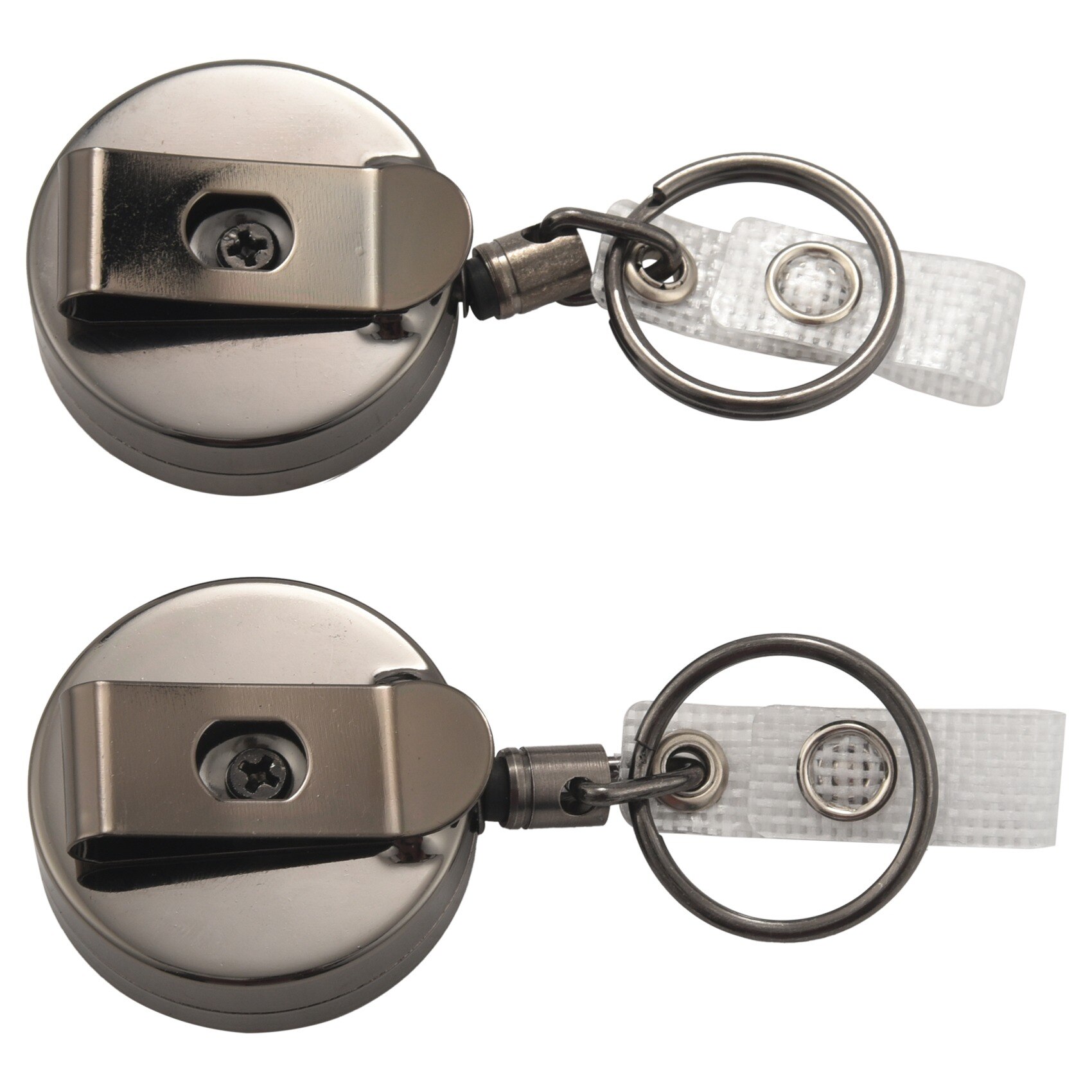 2 Pack Heavy Duty zwijany uchwyt na identyfikator kołowrotka, metalowy uchwyt na identyfikator z zaczepem na pasek brelok na etykieta z imieniem brelok czarny