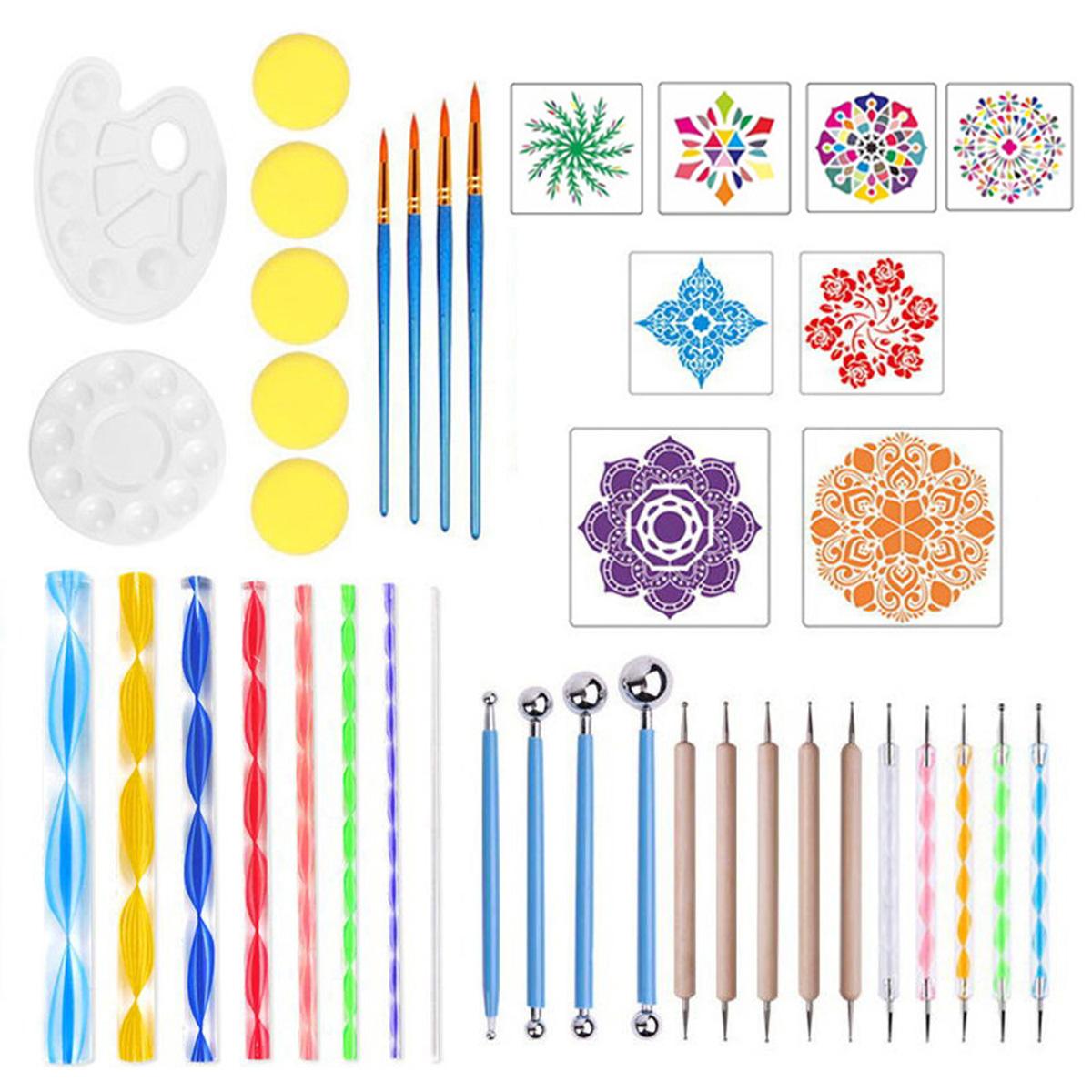 41 unids/set Mandala puntillo herramientas pintura plantillas DIY Piedra en relieve de dibujo de lápiz plumas uñas Rock pared arte Kit