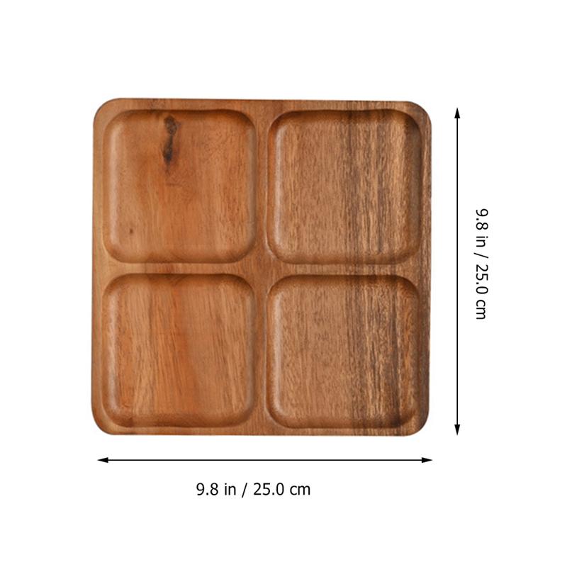 1 pc frugttallerken snack tallerken special tallerkener snack fad miljøvenlig serveringsbakke delt tallerken træ snack skillevæg brun