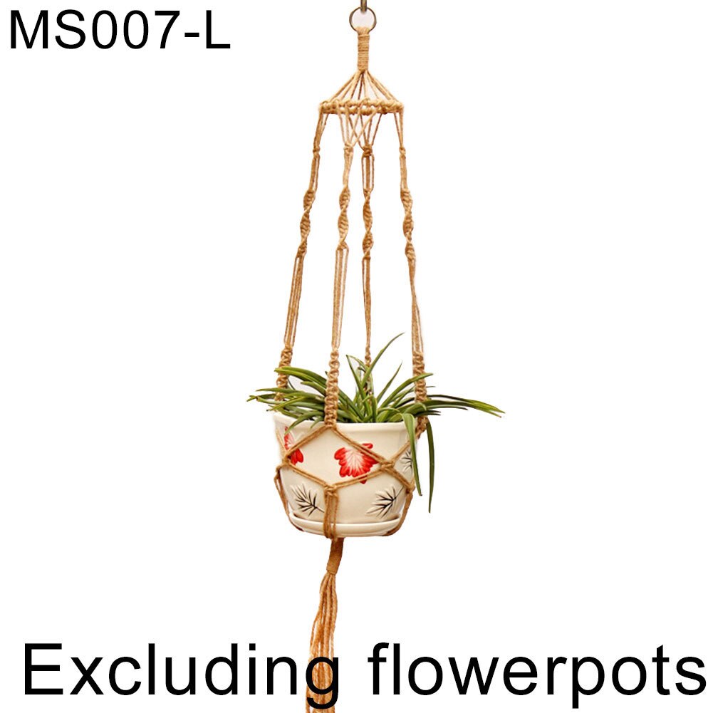 Linen Rope Hanging Baskets Flowers Plants Pot Hanger Net Hanging Basket Holder Net Flowerpot Wall Decor Home Garden Decoration: MS007L
