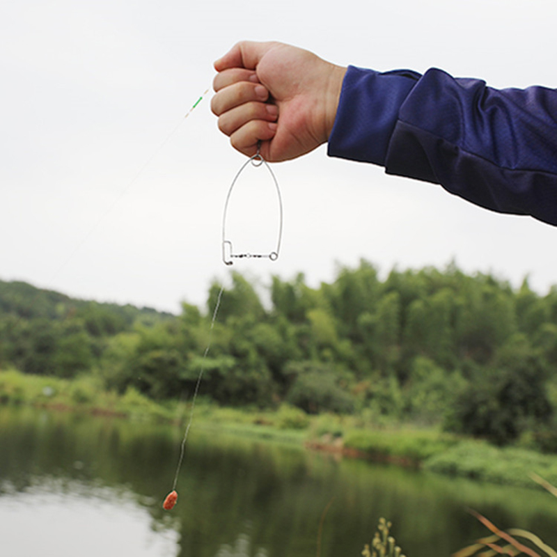 5pcs Stainless Steel Camping Automatic Fishing Device Universal Fishing Tackle Artifact Spring Ejection Hook Fishing Hook