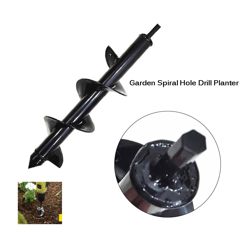 Sindax Garden Auger Spiral Drill Bit Roto Planter Bulb HEX Shaft Drill Auger Yard Gardening Bedding Planting Hole Digger Tool