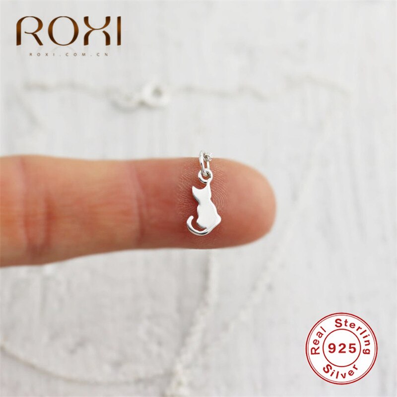 ROXI 100% 925 Collana in Argento Donne carino gatto Pendente Della Collana A Lunga Catena Dichiarazione Della Collana Del girocollo Monili di Cerimonia Nuziale del Regalo