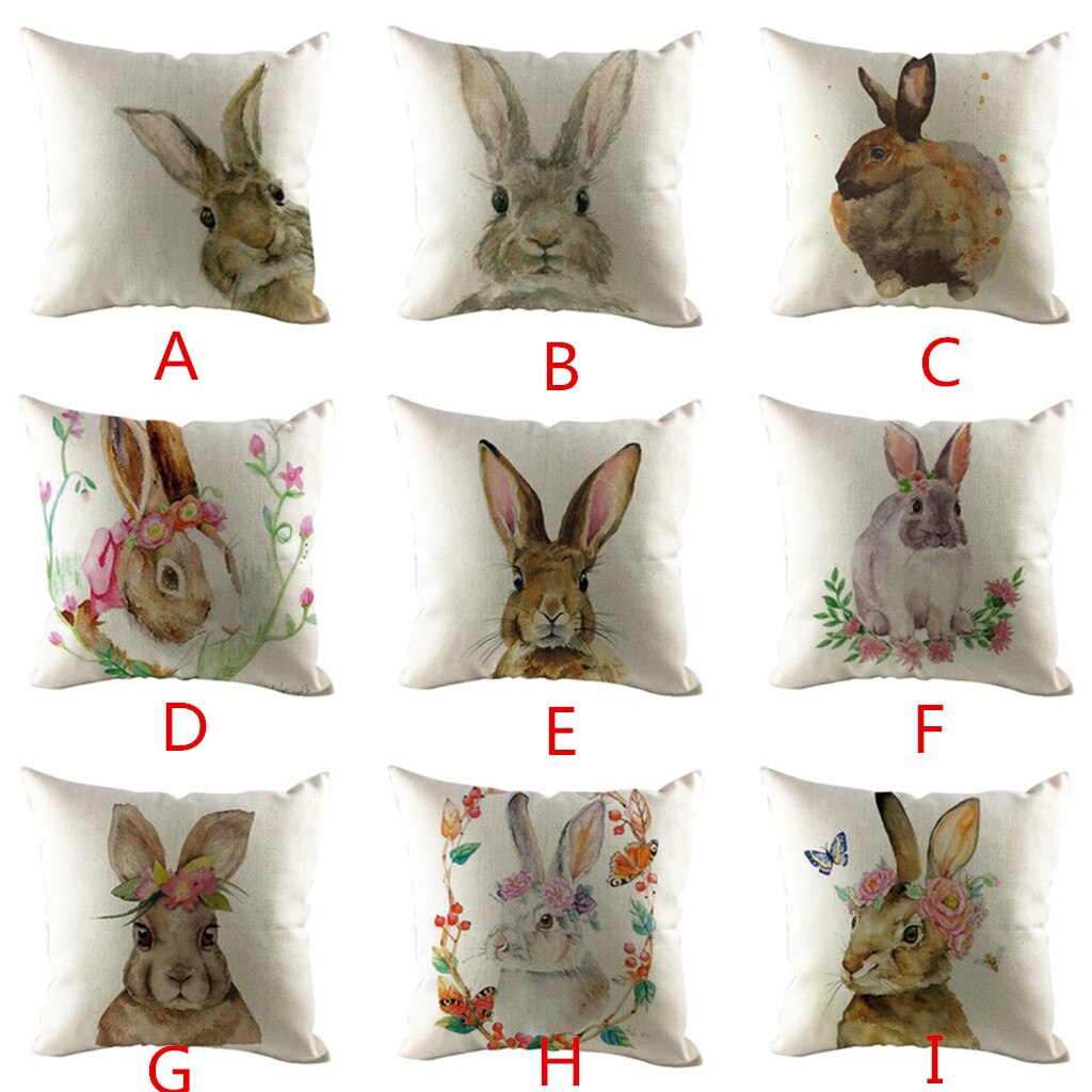 1 Stuks Easter Bunny Print Kussensloop Woonkamer Sofa Decoratie Kussen Wasbare Bibliotheek Cafe Vierkante Kussensloop