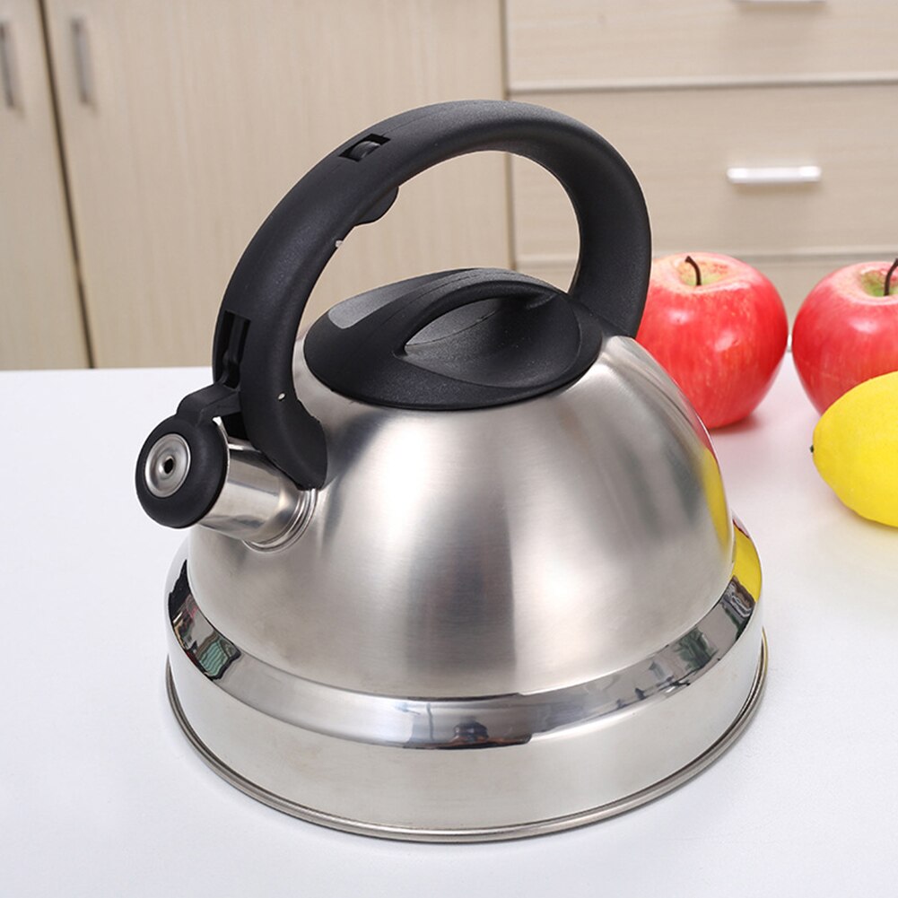3L Teapot Rustproof Large Capacity Ergonomic Handle Whistling Tea Kettle Stainless Steel With Push Button Stovetop Anti Scald