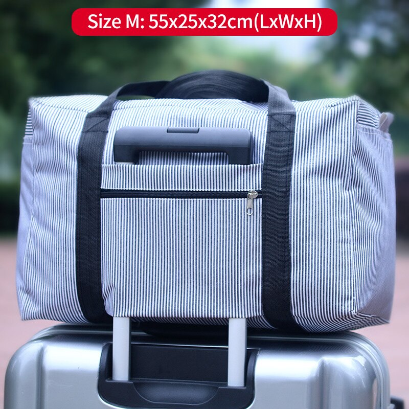 Bolsa de viaje de almacenamiento para hombre y mujer, bolso Oxford resistente al agua, bolsa de equipaje, adecuado para cubierta de carrito, XA584F: Thick stripe M