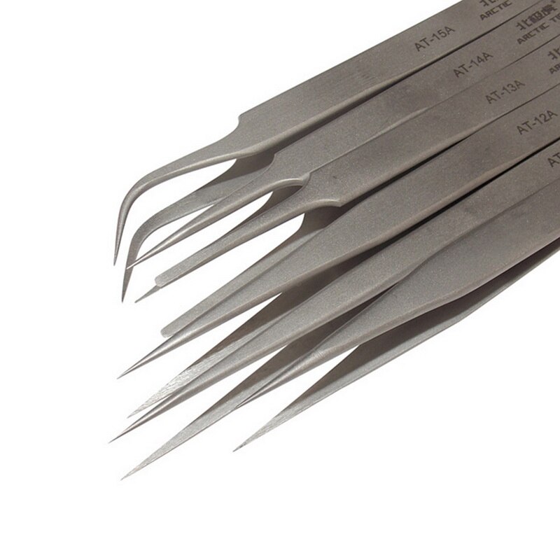 Lige tip pincet præcision lodning rustfri pincet industrielle pincet rustfrit stål pincet buet værktøj
