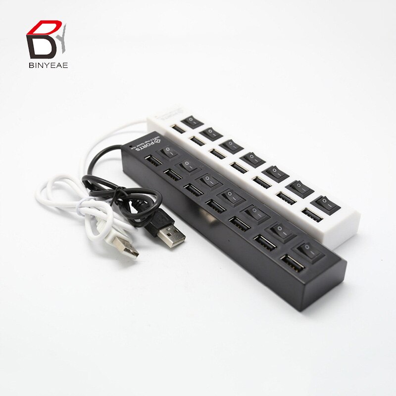 USB High Speed 480 Mbps Adapter 7 Ports Usb Hub LED USB Hub with Power on Off Switch for PC Laptop Computer PC Laptop with ON/OF