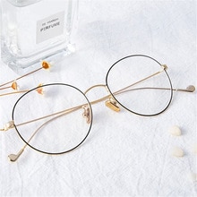 Metal Ladies Glasses Frame Round Transparent Lens Classic Retro Men Prescription Optical Glasses
