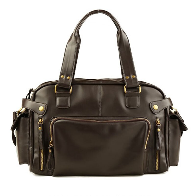 Bolso cruzado de viaje para hombre, bolsa grande impermeable, de hombro, de cuero PU, estilo Retro inglés, de: Brown