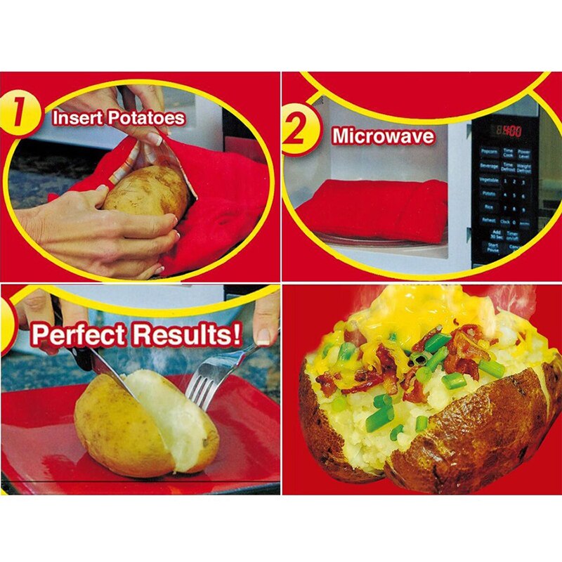 Magnetron Aardappel Zak Rode Wasbare En Herbruikbare Pouch Koken In Slechts 4 Minuten Cooker Bag