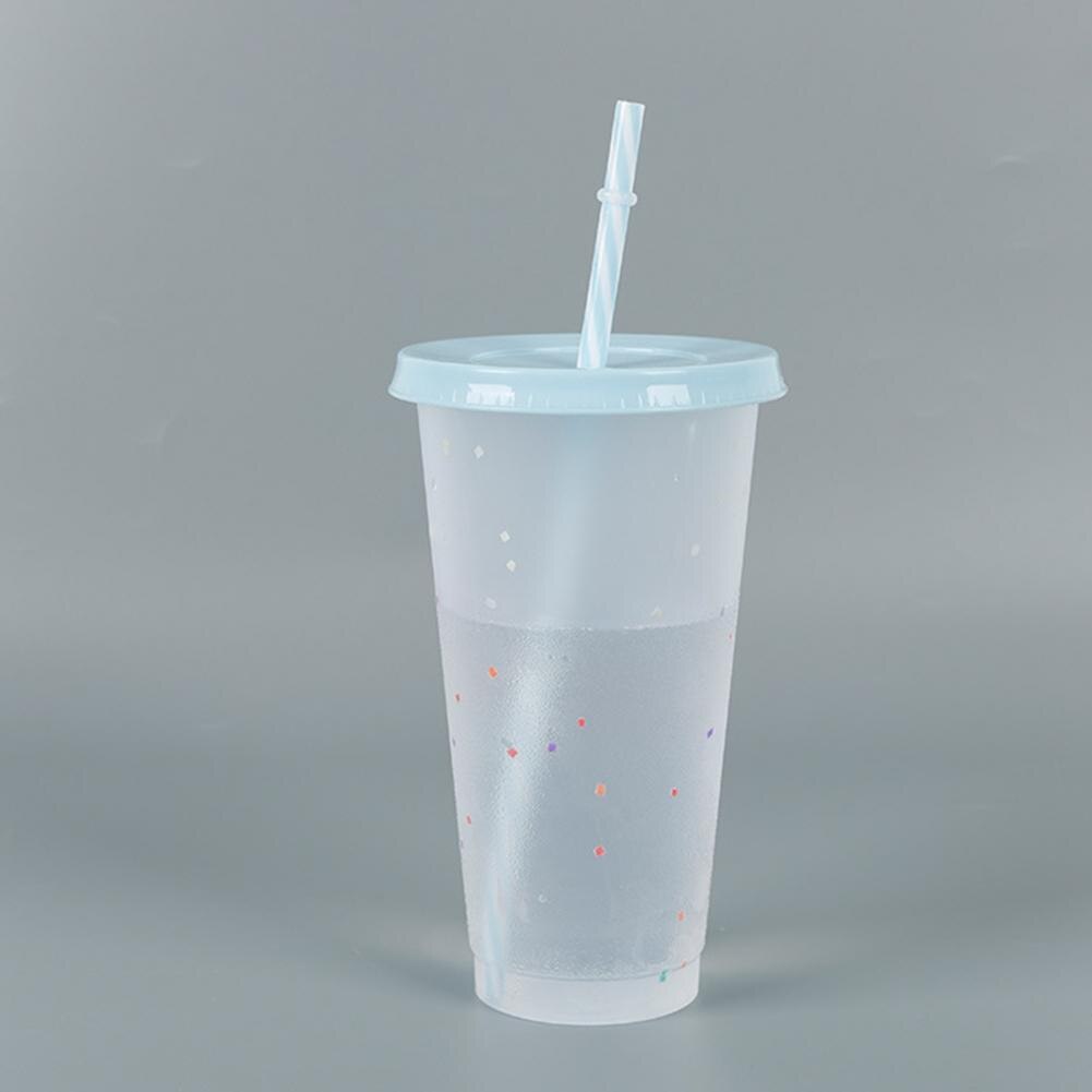 Reusable Straw Cup Water Tumbler Plastic Cup Sequined Glitter Water Mug Tumbler with Straw Drinking Cup vaso con tapa y pajita