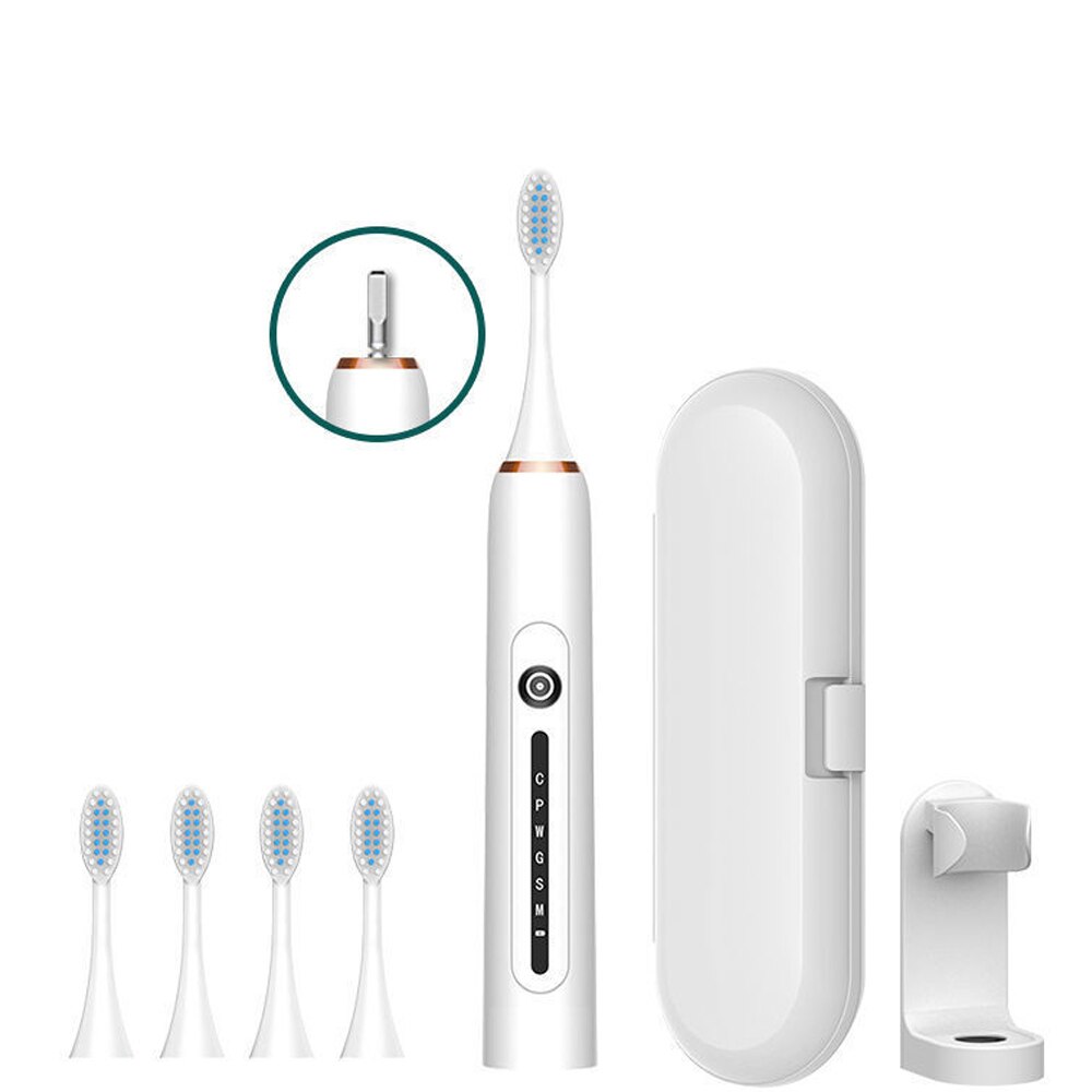 Electric Toothbrush Tooth Brush USB Rechargeable Adult Waterproof Ultrasonic Automatic 6 Mode With Travel Case: Package G