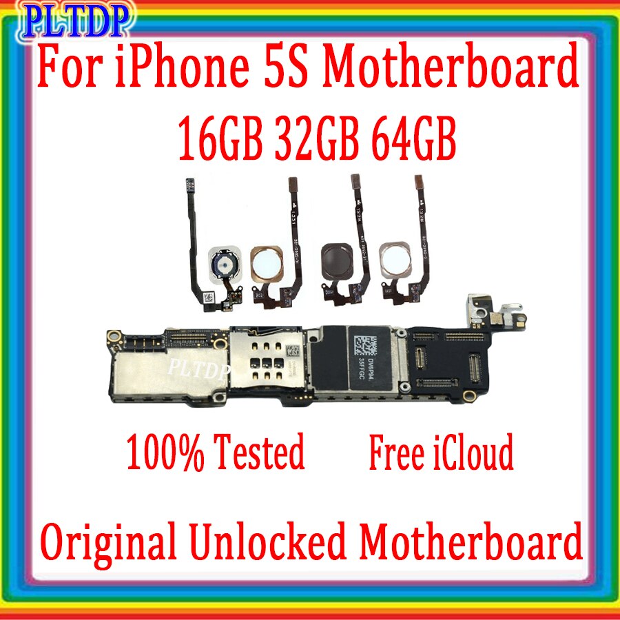 100% Original Motherboard For iPhone 5S Unlocked clean icloud Mainboard With IOS Logic Board Full Function