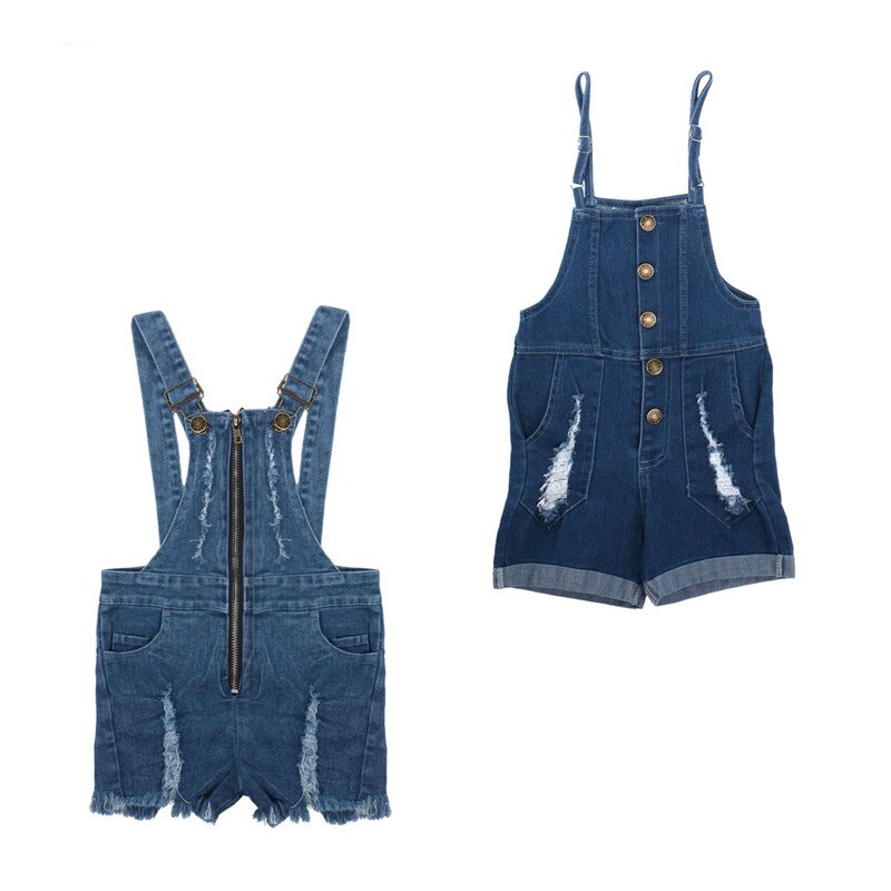 Pudcoco Kids Overalls Jongens Meisjes Denim Broek Knop Riem Bule Gaten Pockets Korte Jumpsuit Playsuit 2 Stijlen 1-6Y