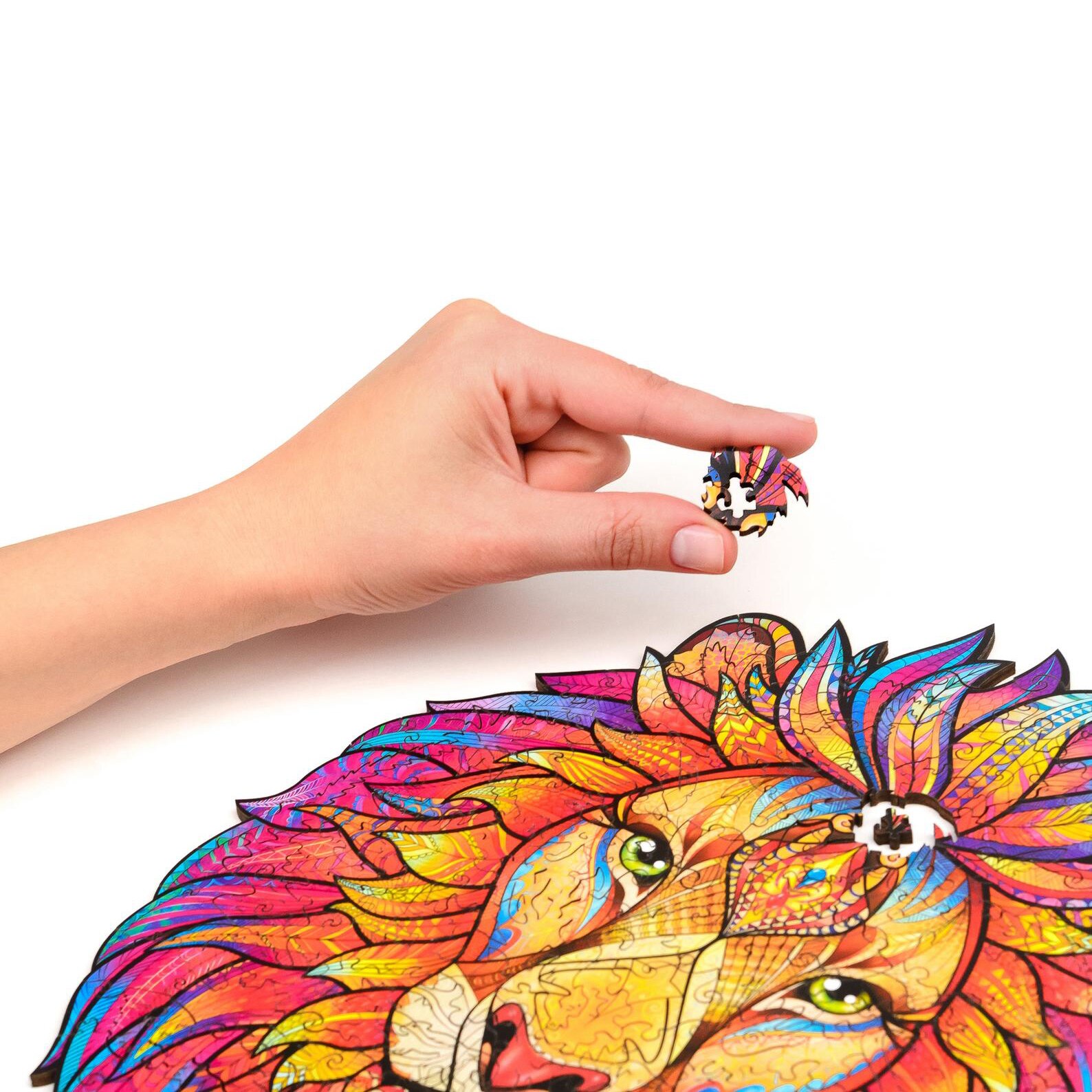 Mysterieuze Leeuw Houten Puzzel Voor Kinderen, Peuters En Volwassenen, Dier Houten Puzzel Challenger Moeilijkheid