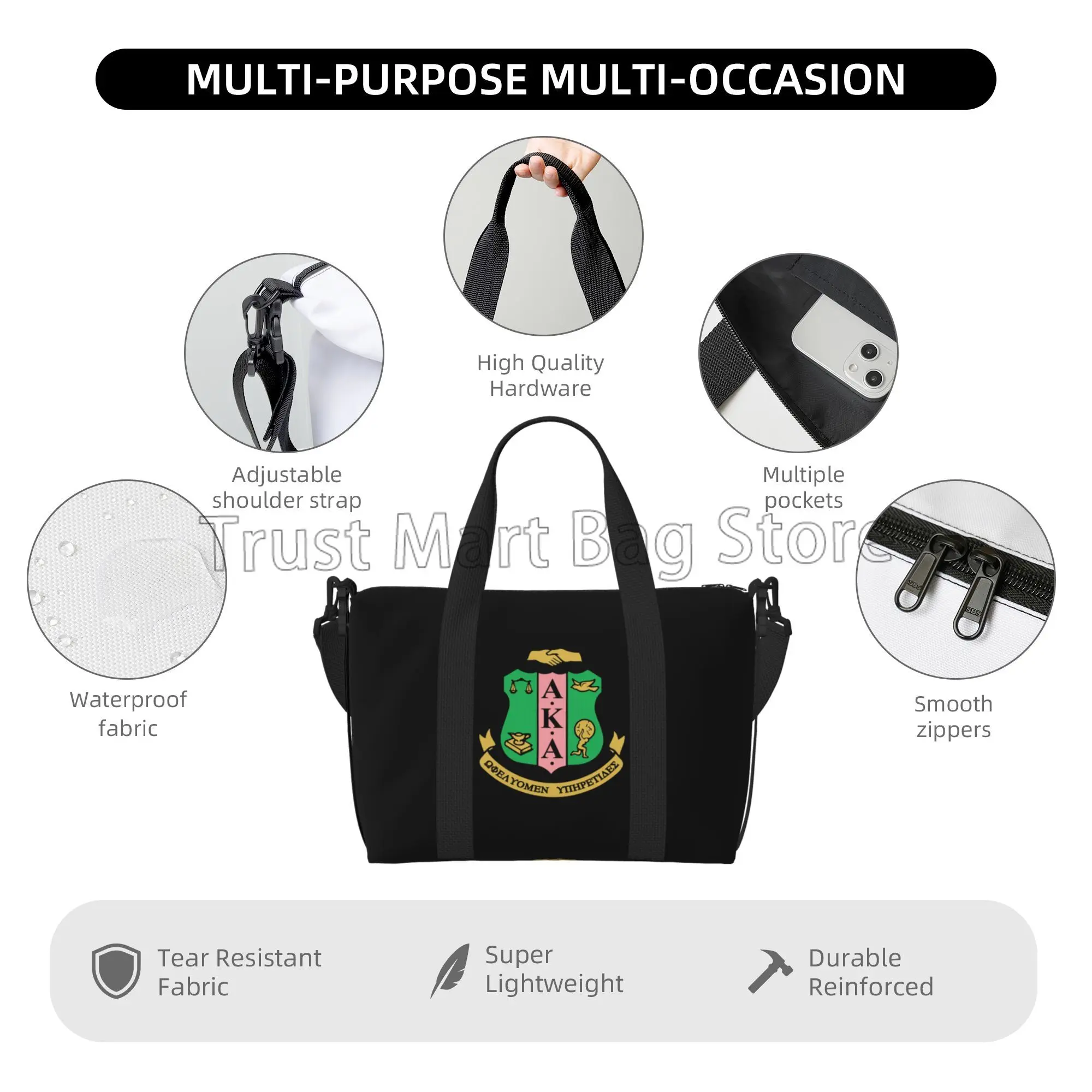 AKA Sorority Print Handreistas Sportvissen Gym Yoga Bagage Draagtas Multifunctionele waterdichte weekendtassen voor dames en heren