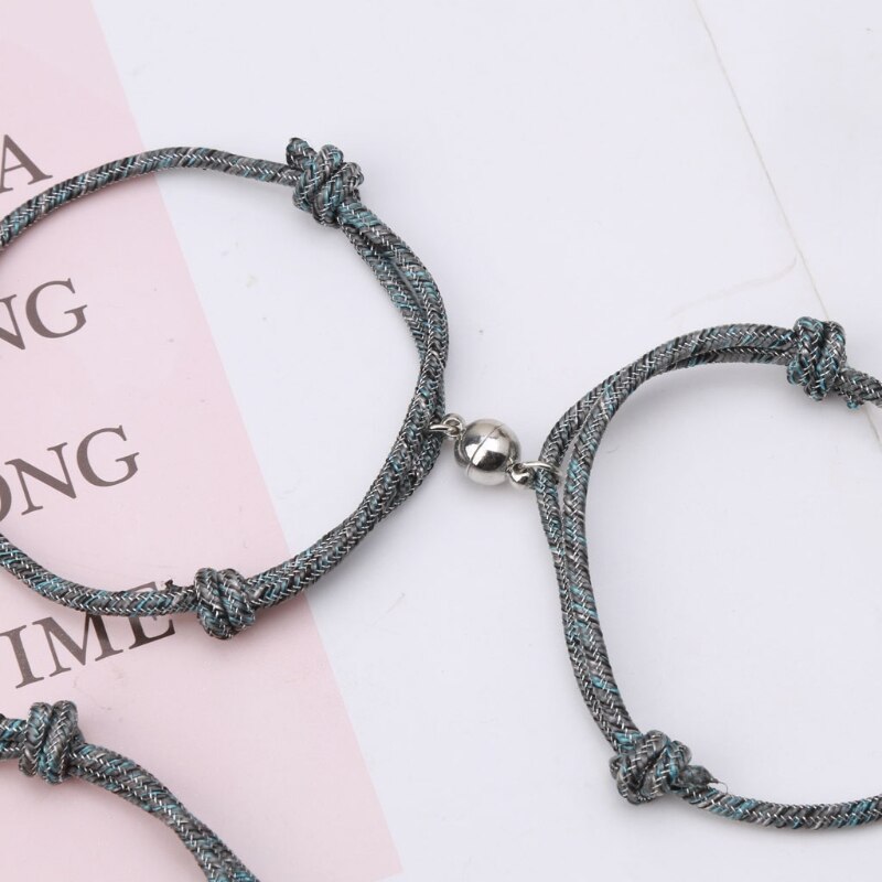 2 Styles Lovers Matching Friendship Bracelet Rope Braided Couple Magnetic Distance Love Heart Bracelet Kit Lover Jewelry