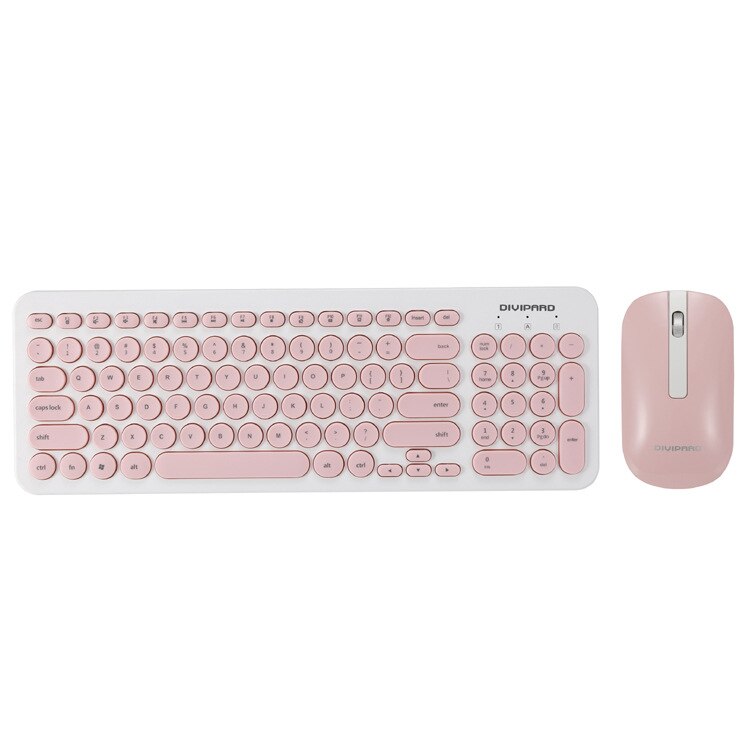 Draadloze 2.4g usb computermuis toetsenbordset usb ergonomische dempende laptopmuis notebook mini optisch toetsenbord toetsenbord muizen klein: Km520 roze
