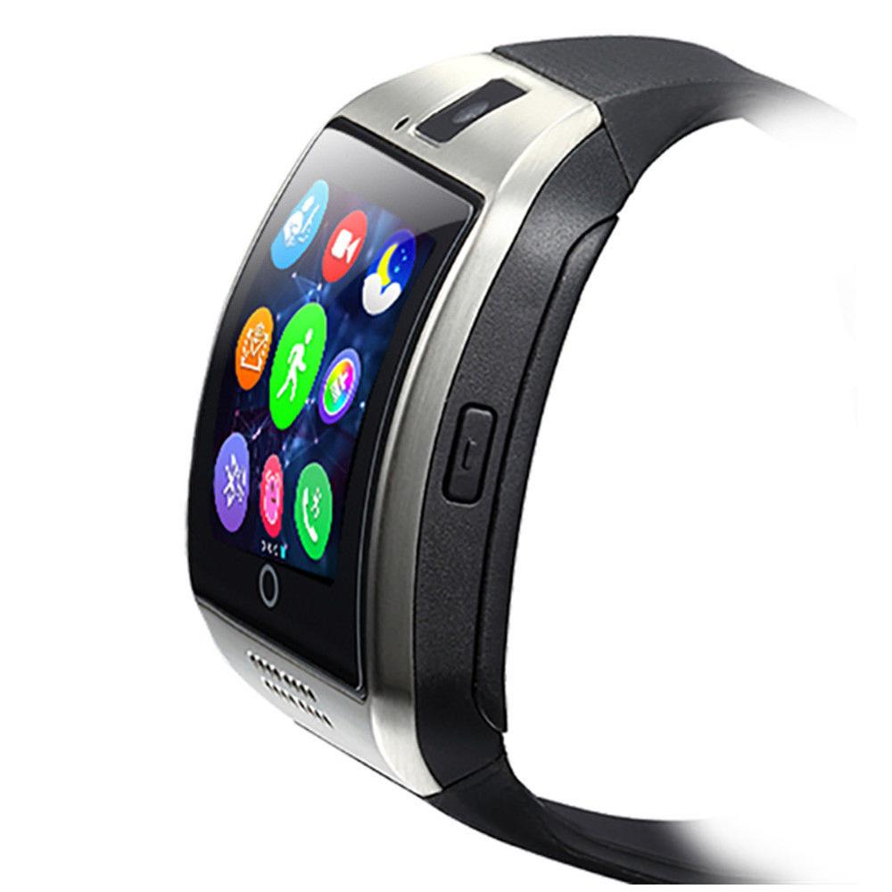 Q18 Bluetooth accorto guarda con fotocamera Facebook Whatsapp twitter sincronizzare SMS Smartwatch supporto SIM TF carta per IOS androide