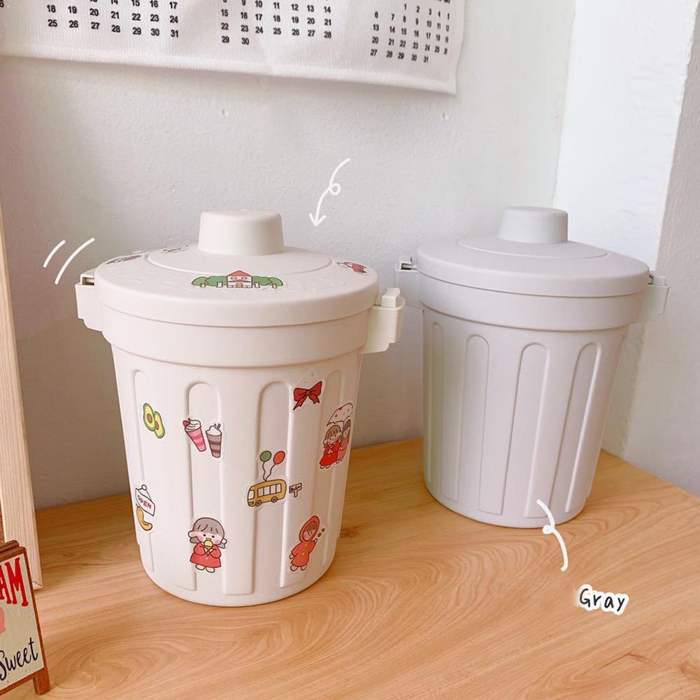Mini Small Waste Bin Desktop Garbage Basket Home Table Dustbin Supplies Trash Office Plastic Can Box Barrel Sundries W9P2