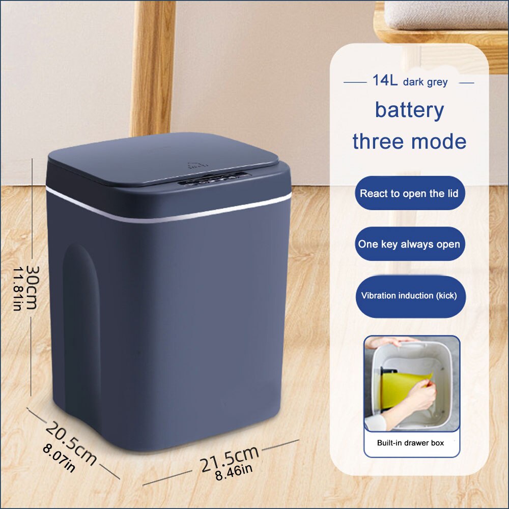 Smart Induction Trash Can Automatic Intelligent Sensor Dustbin Electric Touch Trash Bin for Kitchen Bathroom Bedroom Garbage
