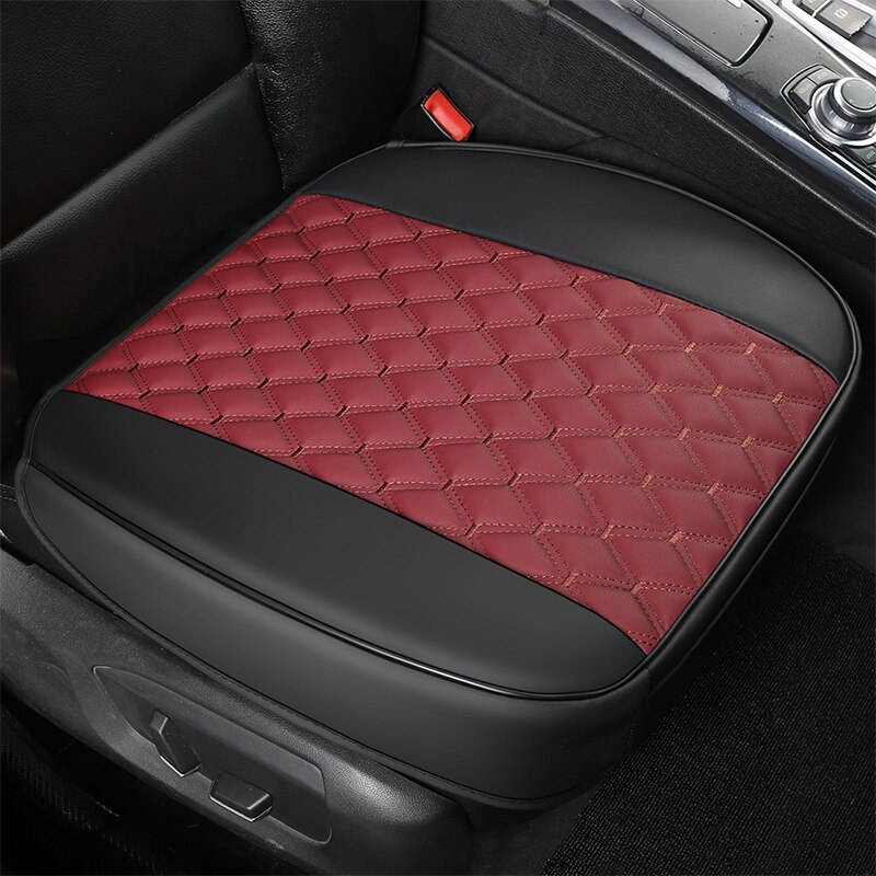 Waterdichte Lederen Auto Bekleding Universele Ademend Auto Voor Achter Zitkussen Protector Mat Pad Voor Truck Suv Van: 1 front black red