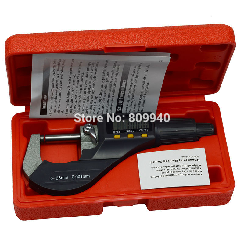 25mm/0.001mm Electronic Digital Micrometer Measuring Tools 0-1" Digital outside Micrometer w/Large Display Inch/Metric
