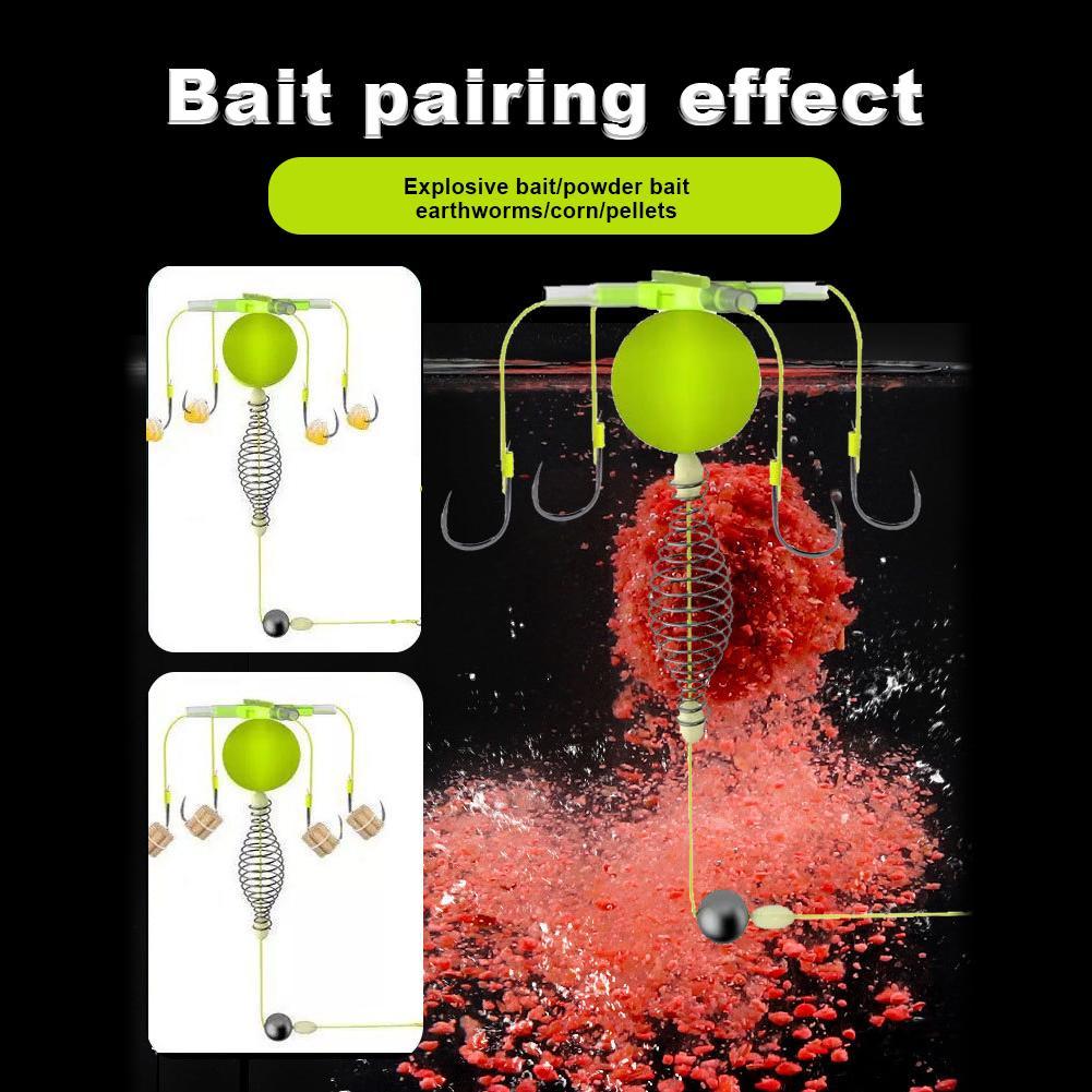 String Hook Fishing Bait Cage Four Hook Carbon Steel Line Group Feeder Sinker Float Fishing Spring Bait Cage Accessories