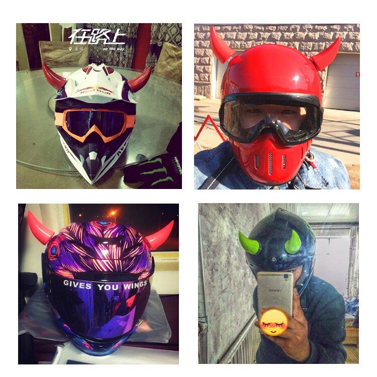 estilo Punk casco de la motocicleta decoración del palo del cuerno del diablo para el casco