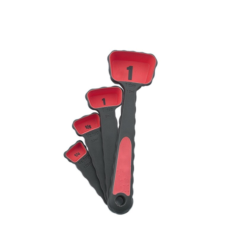 Silicone Measuring Spoons 4/8 Pcs Measuring Cup Sets Kitchen Cooking Tools Baking Accessories Kits: 4pcs red (opp bag)