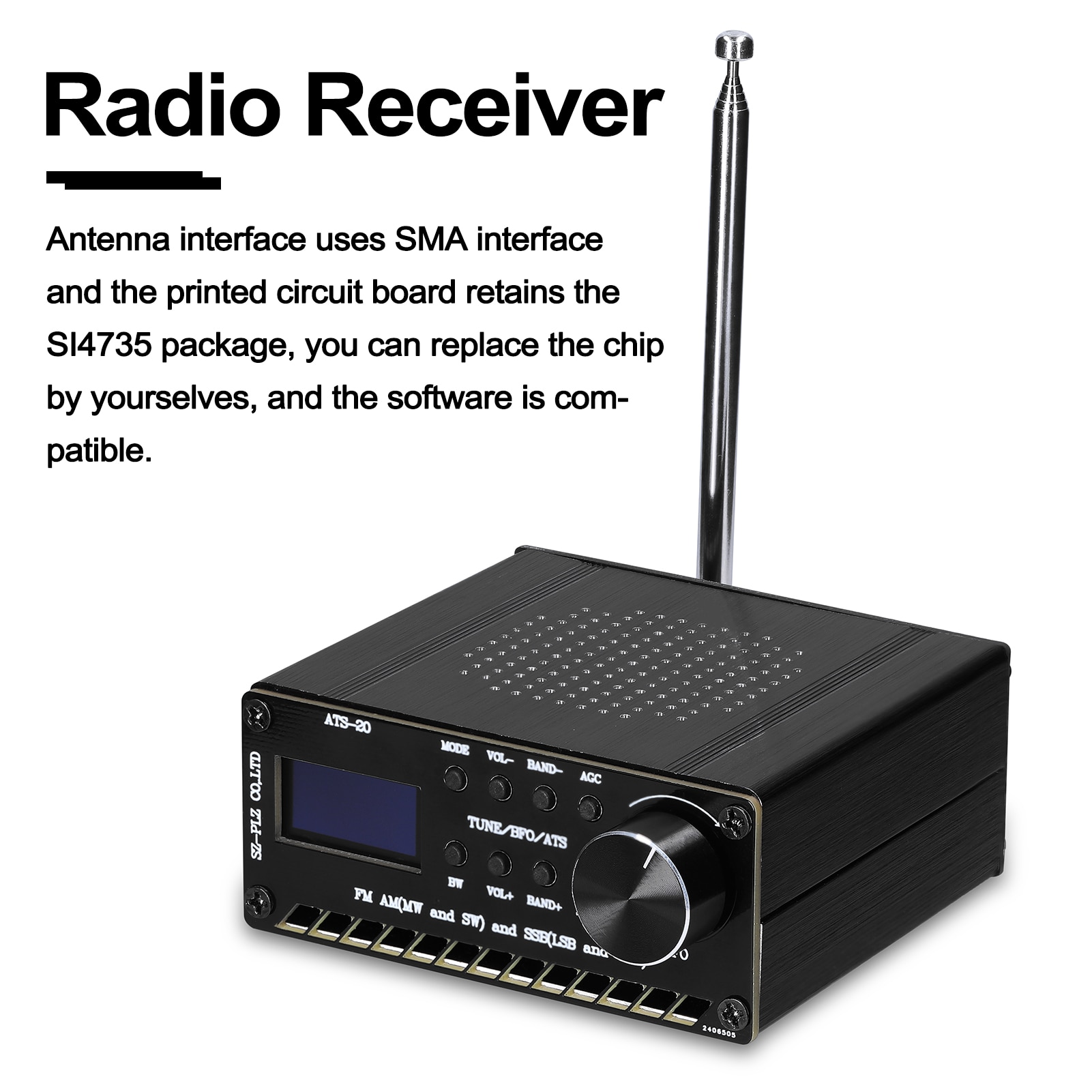 ATS-20 SI4735 Full-wave Band Radio Receiver FM AM (MW &amp; SW) SSB (LSB &amp; USB) Covering Commercial Ham Radio Bands