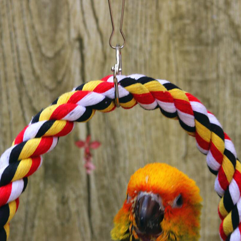 Bird Perch Toy Round Cotton Rope Chewing Bar Parrot Swing Climbing Standing Toys With Bird Supplies