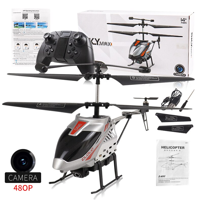 Hélicoptère Rc avec caméra 2.4GHZ sans fil contrôle infrarouge avion à Induction 4 canaux avec gyroscope intégré 500mah grande batterie: 480p silver