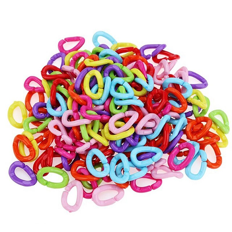 Cadena de plástico para loros, ganchos para morder pájaros, accesorios para jaula de pájaros, 100 unids/set por juego: 3