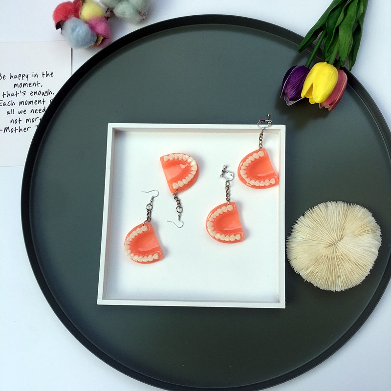 Funny Cool Punk Exaggerated False Tooth Earrings for Women Trendy Individualized Dangle Earrings Jewelry Female