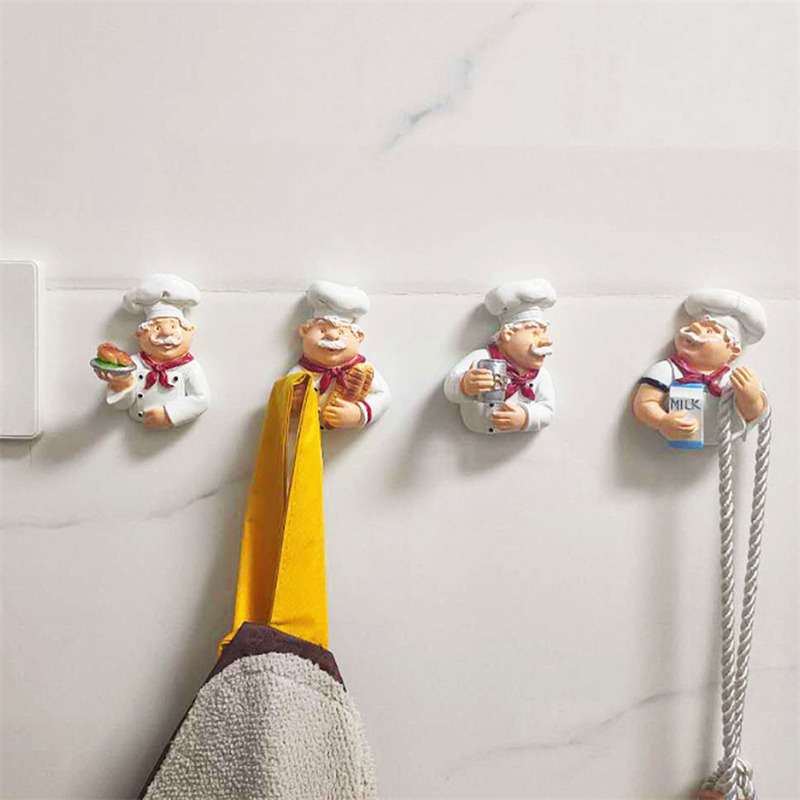 Creatieve Chef Cartoon Keuken Plug Hook Hold Cook Fat Chef Wall Decor Organizer Voor Thuis Keuken Organiseren Plug Houder