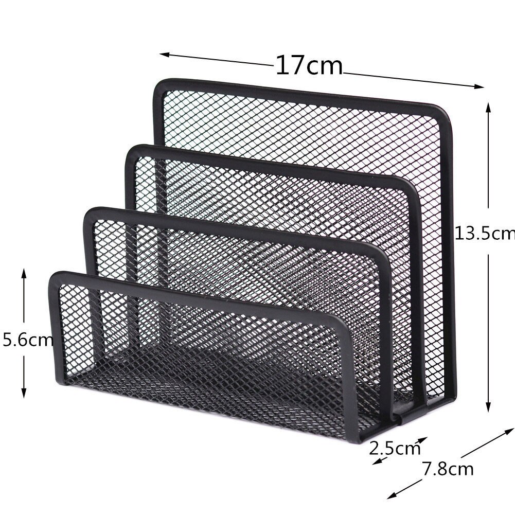 Metal Mesh Office Bookshelf Letter Holder Desktop Tray Supplies Three Layer File Organizer Storage School Rack Magazine