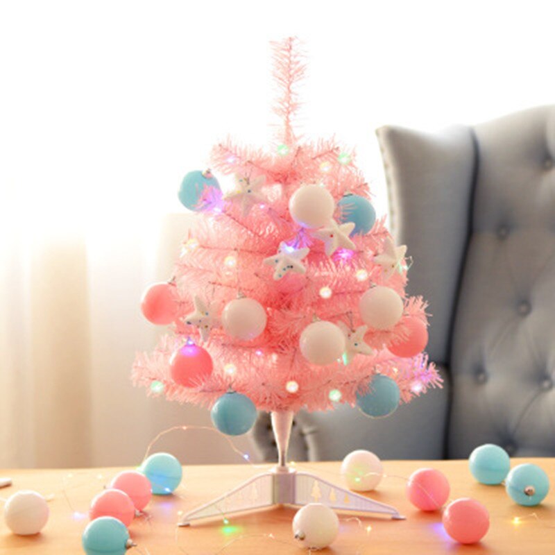 60CM Pink/Blue Christmas Tree Home Window Hotel Mall Counter Desktop Cabinet Decorative Tree Plant Year Xmas Decoration