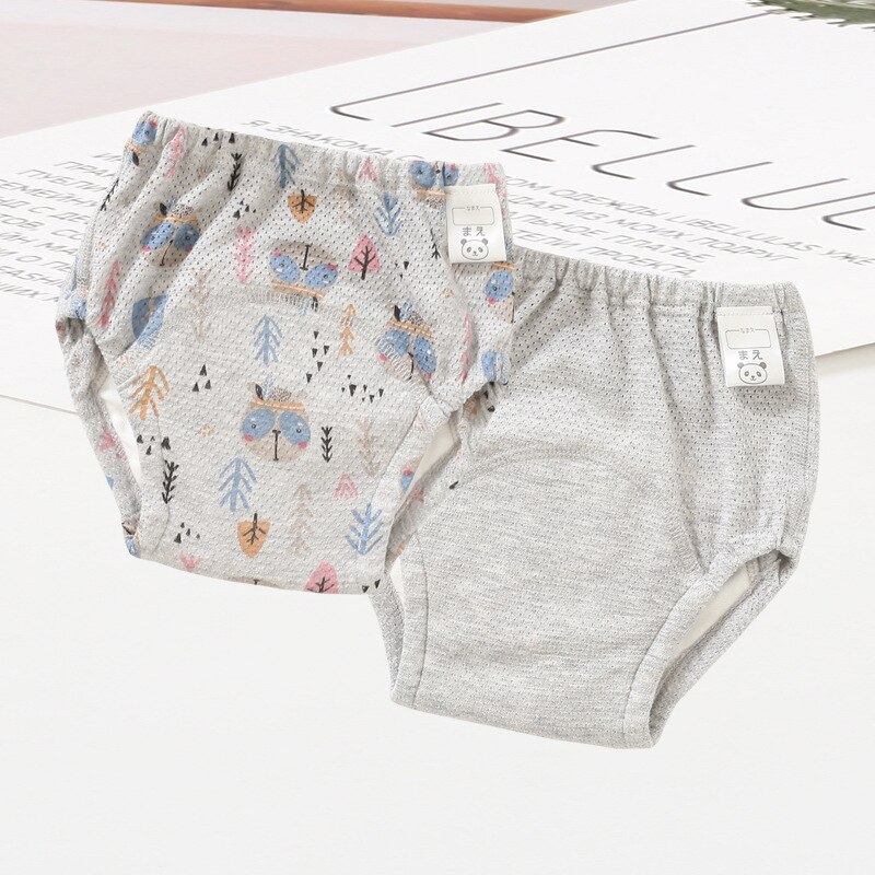 Bragas de aprendizaje para niños, pañal de tela lavable 100% algodón, 4 capas de gasa, transpirable, reutilizable, entrenamiento de inodoro: bear / 90(8-12kg)
