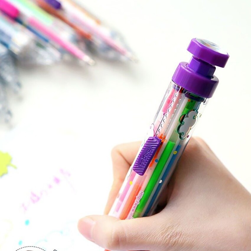 Stylo marqueur Flash 8 en 1 pour étudiants, recharge 0.7mm, surligneur Portable, stylo à pression, fournitures scolaires et de bureau