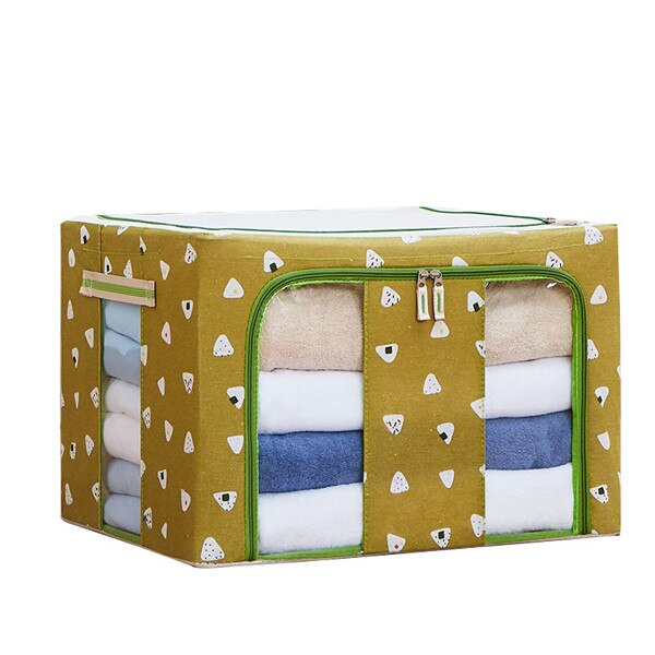 Bomuldslinned opbevaringsboks med kasket tøj sokker legetøj snacks diverse organiseringssæt stof kasser kosmetik husholdning: 60 x 42 x 40 cm / Gul