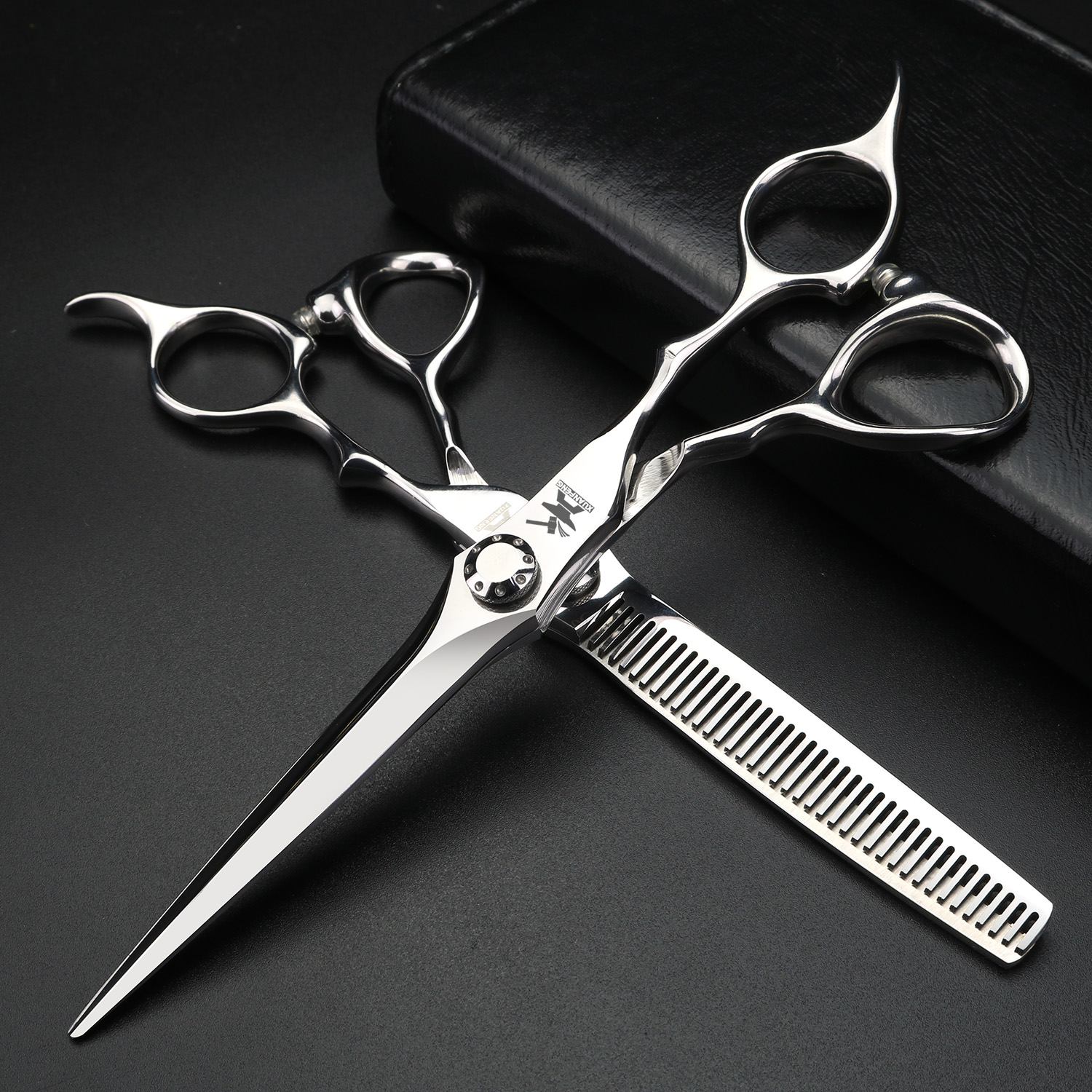 Xuanfeng sølvfarget hårsaks 6.5 " 440c stål barberklippesaks og tynningssaks, egnet for barber