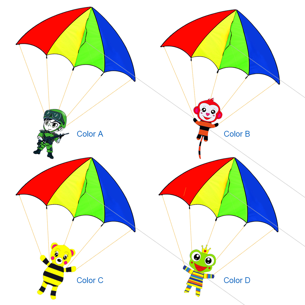 Bunter cartoon-fallschirmdrachen outdoor-sport einleiner-drachen mit 30m flugleinen für kinder und erwachsene camping-drachen